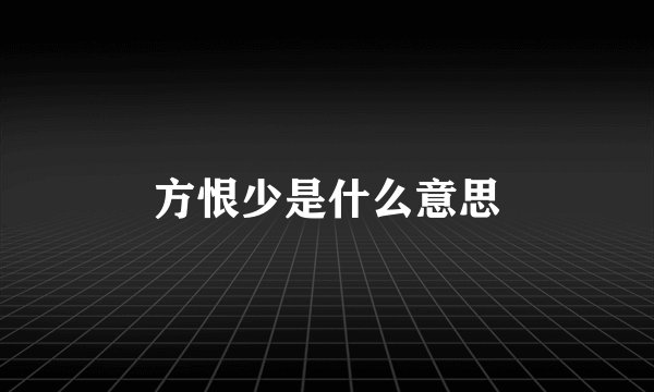 方恨少是什么意思