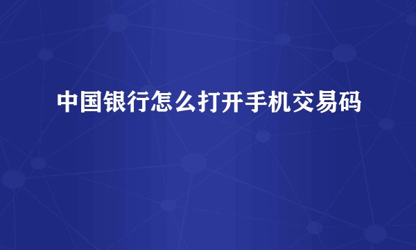 中国银行怎么打开手机交易码