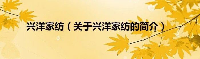 兴洋家纺(关于兴洋家纺的简介)
