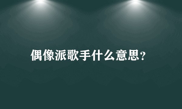 偶像派歌手什么意思？