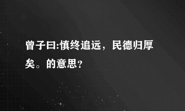 曾子曰:慎终追远,民德归厚矣。的意思?