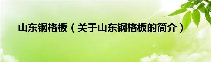 山东钢格板(关于山东钢格板的简介)