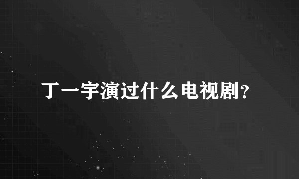 丁一宇演过什么电视剧？
