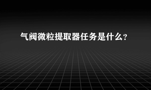 气阀微粒提取器任务是什么？