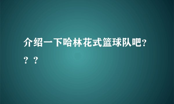 介绍一下哈林花式篮球队吧???