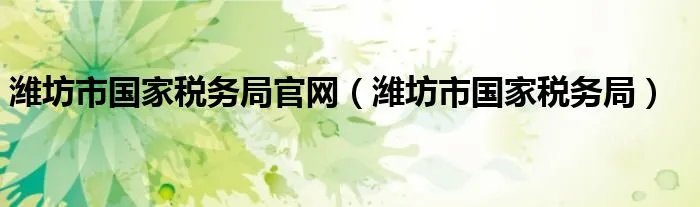 潍坊市国家税务局官网（潍坊市国家税务局）