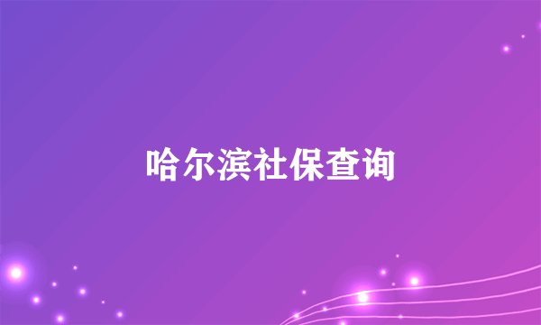 哈尔滨社保查询