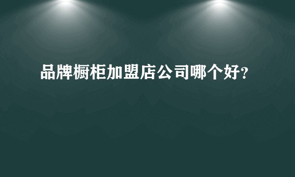 品牌橱柜加盟店公司哪个好？