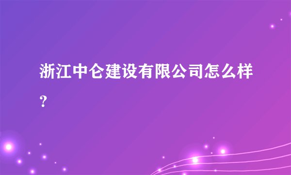 浙江中仑建设有限公司怎么样？