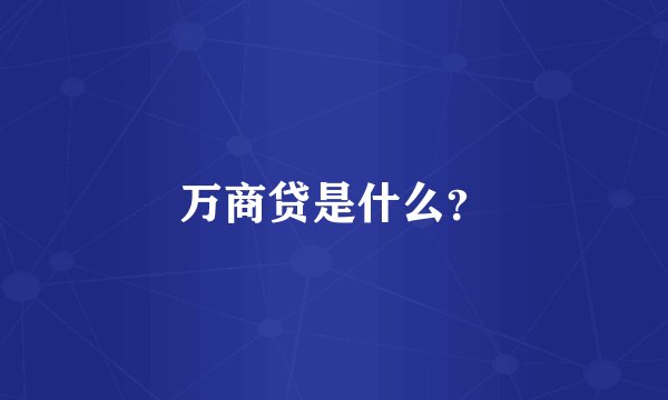 万商贷是什么？