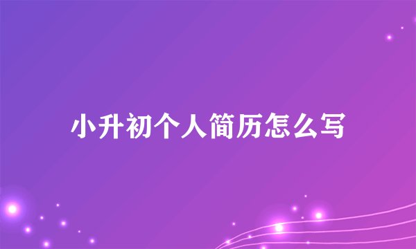 小升初个人简历怎么写