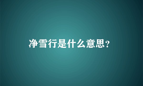 净雪行是什么意思？