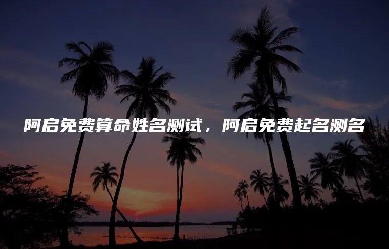 阿启免费算命姓名测试，阿启免费起名测名