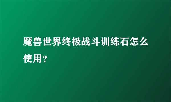 魔兽世界终极战斗训练石怎么使用？
