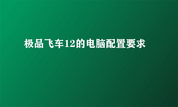 极品飞车12的电脑配置要求