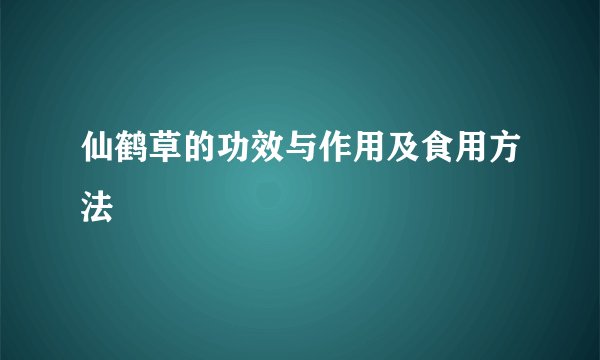 仙鹤草的功效与作用及食用方法