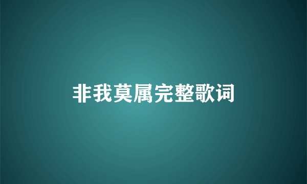 非我莫属完整歌词