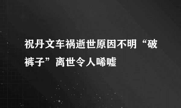 祝丹文车祸逝世原因不明“破裤子”离世令人唏嘘