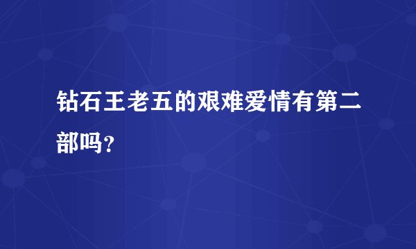 钻石王老五的艰难爱情有第二部吗？