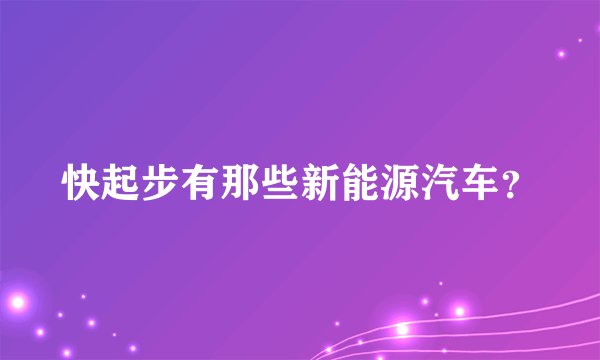快起步有那些新能源汽车？
