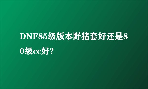DNF85级版本野猪套好还是80级cc好?