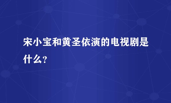 宋小宝和黄圣依演的电视剧是什么？