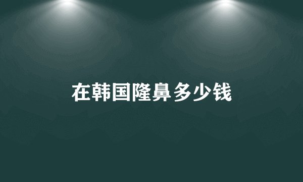 在韩国隆鼻多少钱