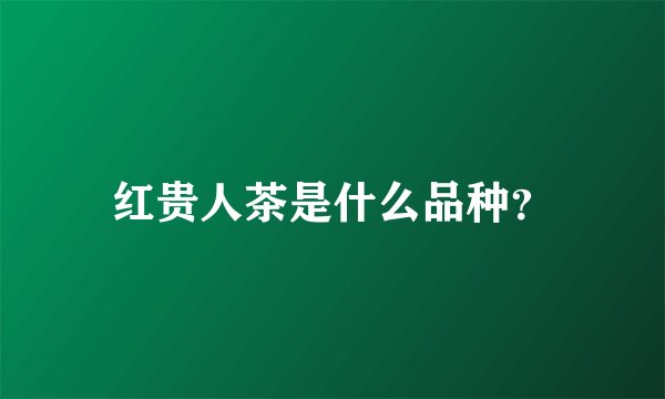 红贵人茶是什么品种？