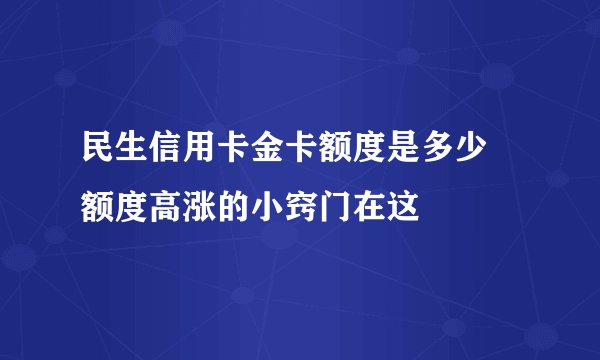 民生信用卡金卡额度是多少 额度高涨的小窍门在这