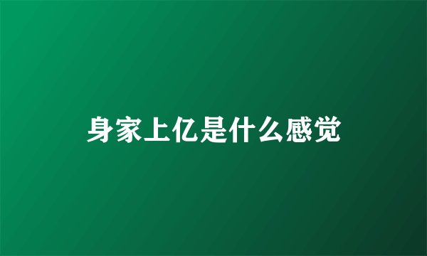 身家上亿是什么感觉