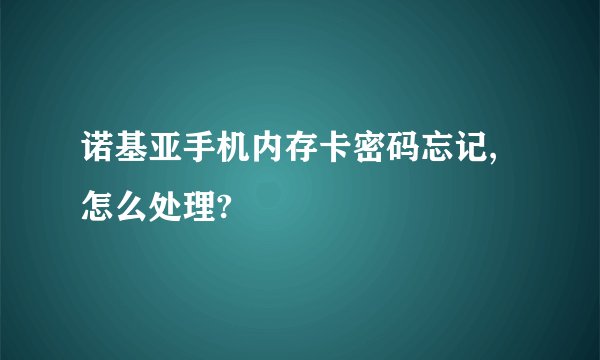 诺基亚手机内存卡密码忘记,怎么处理?