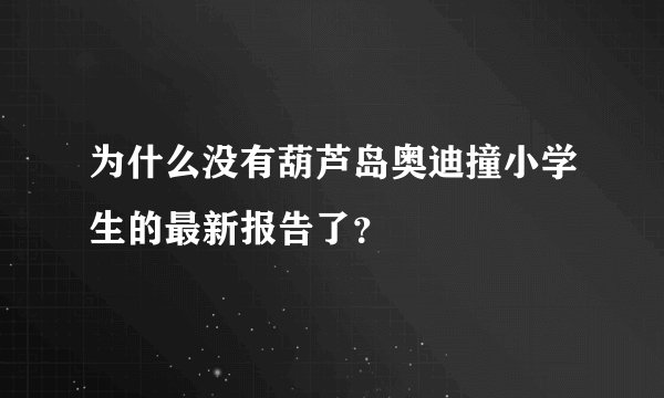 为什么没有葫芦岛奥迪撞小学生的最新报告了？