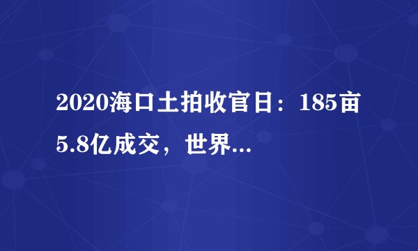 2020海口土拍收官日:185亩5.8亿成交,世界500强中国交建大丰收