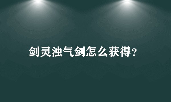 剑灵浊气剑怎么获得？
