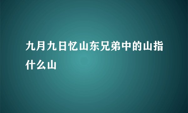 九月九日忆山东兄弟中的山指什么山
