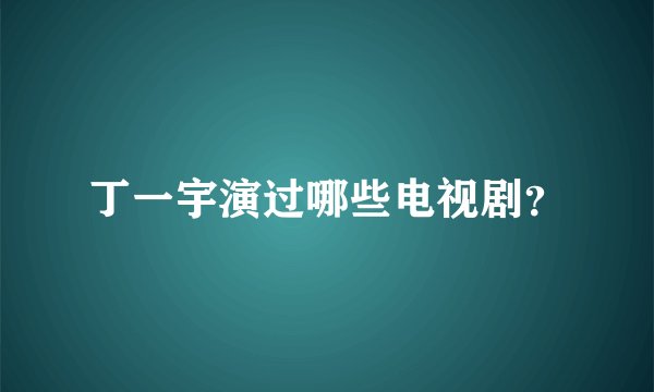 丁一宇演过哪些电视剧？