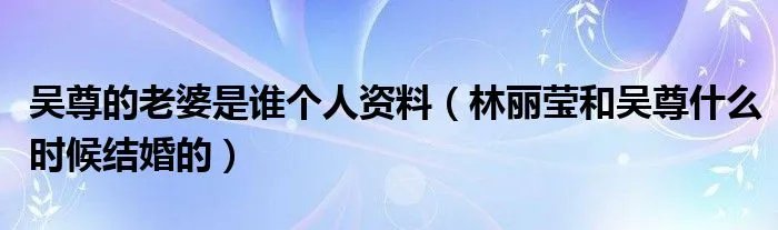 吴尊的老婆是谁个人资料（林丽莹和吴尊什么时候结婚的）