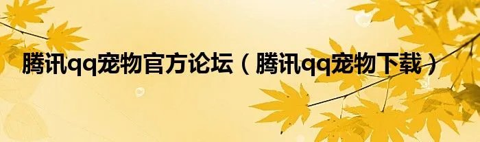 腾讯qq宠物官方论坛（腾讯qq宠物下载）
