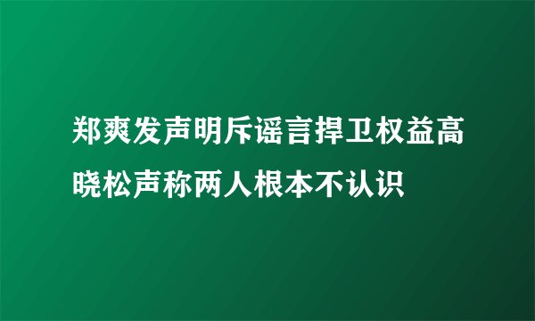郑爽发声明斥谣言捍卫权益高晓松声称两人根本不认识