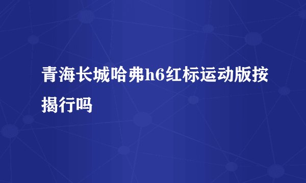 青海长城哈弗h6红标运动版按揭行吗
