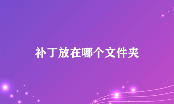 补丁放在哪个文件夹