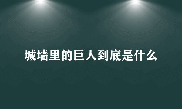 城墙里的巨人到底是什么
