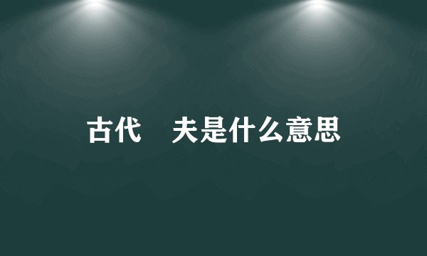 古代莝夫是什么意思