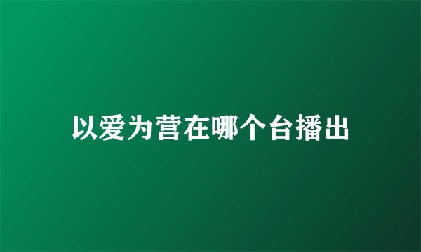 以爱为营在哪个台播出