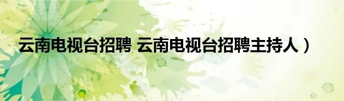 云南电视台招聘 云南电视台招聘主持人）