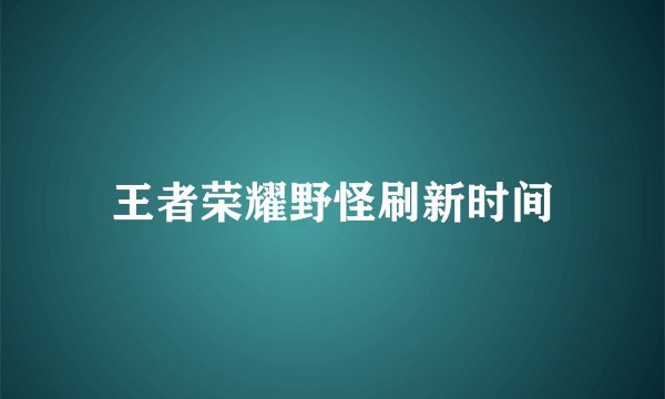王者荣耀野怪刷新时间