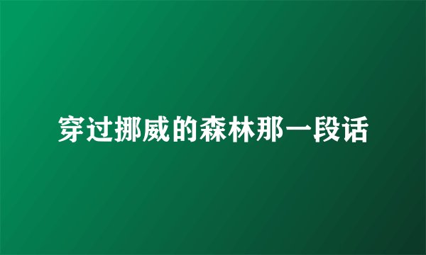 穿过挪威的森林那一段话