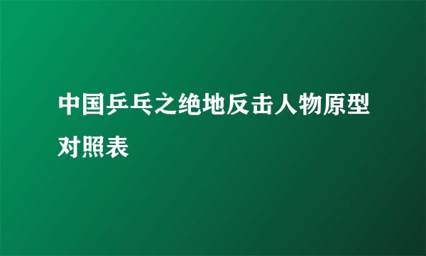 中国乒乓之绝地反击人物原型对照表