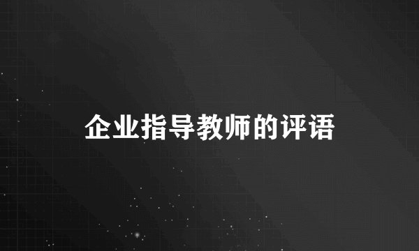 企业指导教师的评语