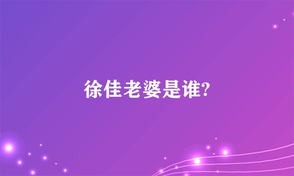 徐佳老婆是谁?
